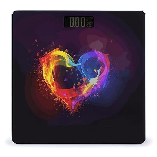 Rainbow Heart Weight Scale Digital Electronic Scales Bathroom Scale Larg LCD Backlight Display High Precisio MeasurementsTempered Glass