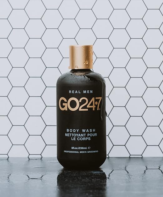 GO247 Body Wash - Luxurious Daily Cleanser for Men - Nourishes &amp Softens Skin with Aloe Vera Honey &amp Vitamin B5 - Rich Lather &amp Fresh Masculine Scent 8 Fl Oz