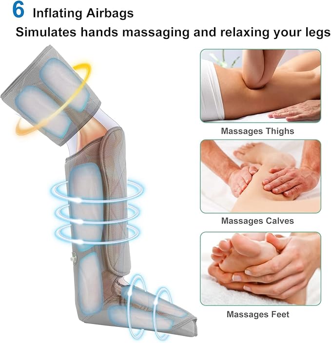 Leg Massager for Circulation - Foot and Calf Massager Air Compression Leg Wraps Massage Boots Machine for Home Use Leg Massage - scd Machine for Calf Thigh and Foot Massager FSA or HSA Eligible