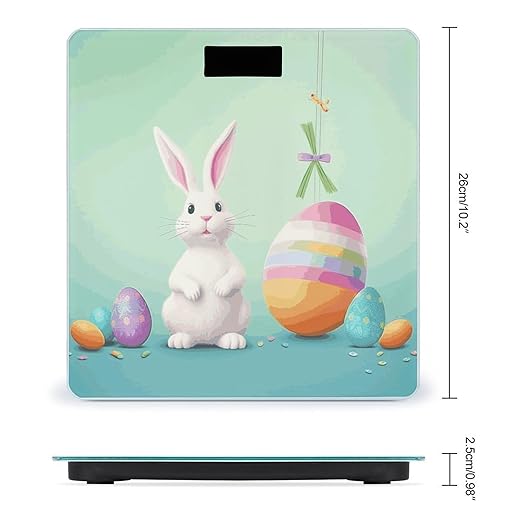 Happy Easter Egg Rabbit Weight Scale Digital Electronic Scales Bathroom Scale Larg LCD Backlight Display High Precisio MeasurementsTempered Glass