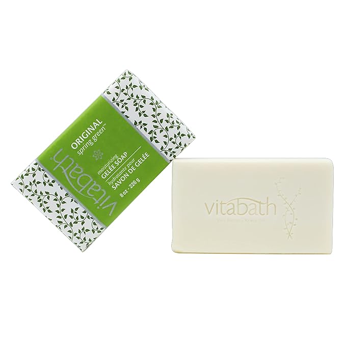 Vitabath Original Spring Green Moisturizing Gelee Bar Soap All Over Gentle Foaming Cleanser &amp Hydrating Solid Body Wash - Nourish &amp Rejuvenate All Skin Types Women &amp Men - 8oz (Pack of 3)