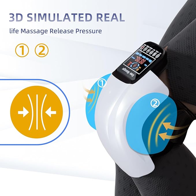 Knee Massager 4 in 1 with Heat Vibration Red Light and 3D Massage Cordless Portable Rechargeable