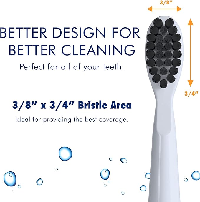 Sonic-FX Solo Electric Toothbrush w/ 10 Brush Heads + 1 Interdental Charcoal Bristles Rechargeable Charging/Storage Base 3 Brush Modes Smart Timer 2 Months Use on Full Charge White Color