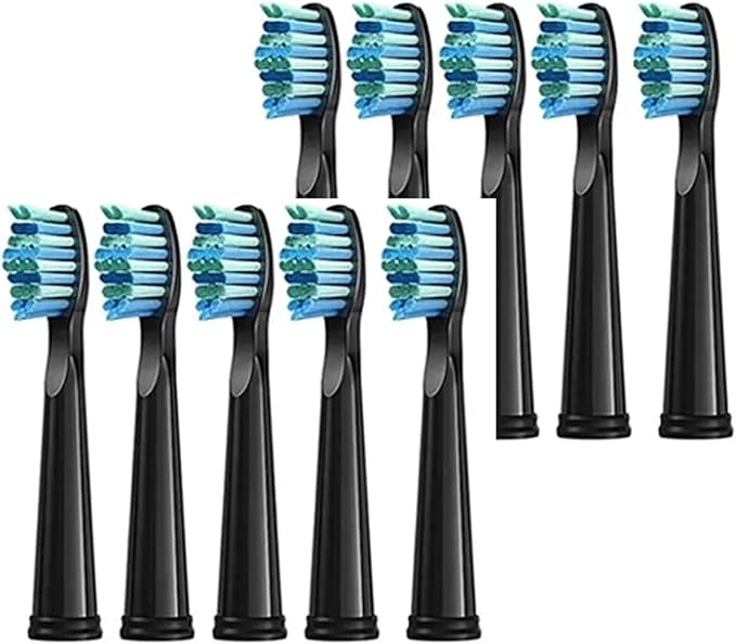 Compatible ForFairywill Replacement Toothbrush Heads for FW-507/508/551/515/917/959/2011FW-D1/D3/D7/D8 Electric(Black 10pcs)