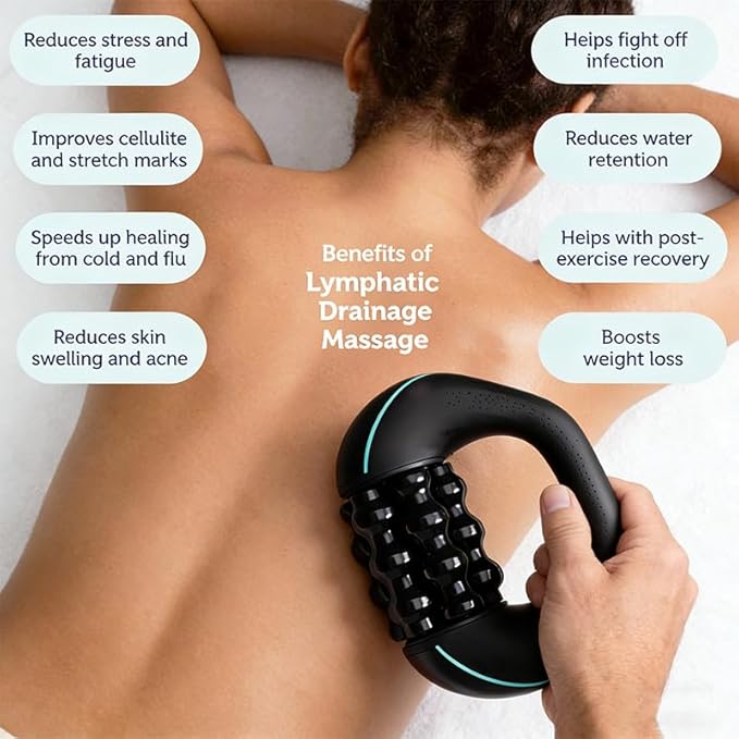 Electric Deep Tissue Massager 3-Speed Rolling Percussive Muscle Roller with Hands-Free Base - Rechargeable Portable Massage for Legs Back Shoulders - Recovery Tool for Athletes &amp Runners
