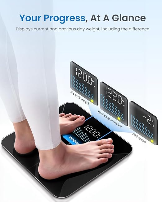 RENPHO Weight Scale for Body Weight High-Accurate Digital Bathroom Scale with 7-Day Weight Trend Large LED Display Sleek Weighing Scale with Sturdy and Durable Base 11.02 400lbs