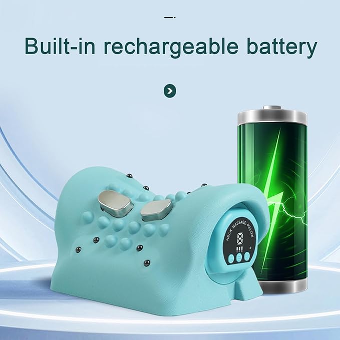 Cordless Electric Traction Neck MassagerMulti-Purpose Neck Massager PillowDeep Tissue Neck Shoulder Pain Relief Relaxer Ergonomic Portable Heated Vibration Neck Stretcher Cervical Pillow