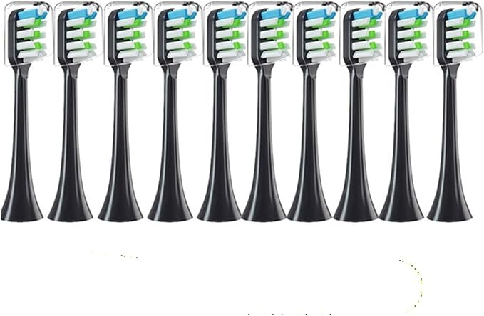 10PCS Replacement Brush Heads Compatible for SOOCAS X3/X3U/X5 Toothbrush Soft Suitable Vacuum Bristle Nozzles(10pcs Black)