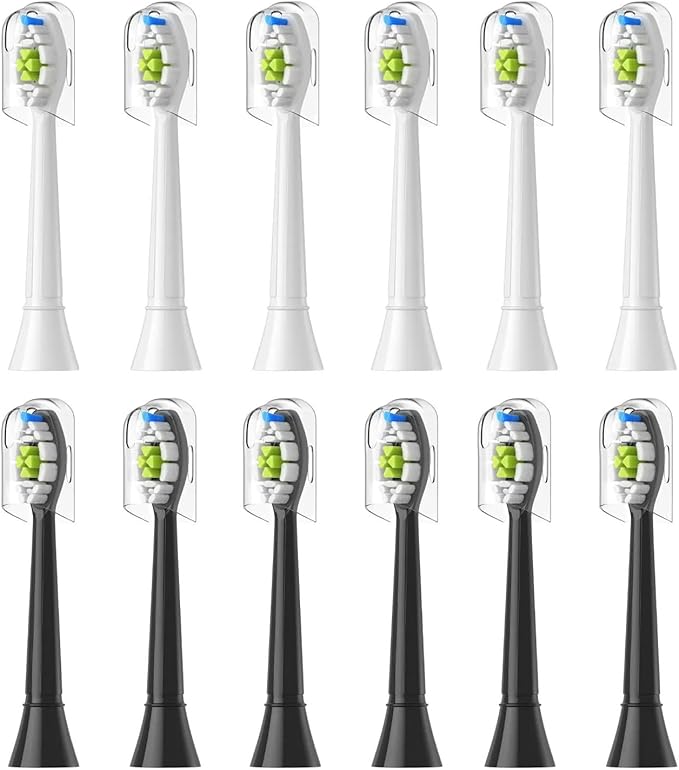 R4/8/12/16pcs Replacement Toothbrush Heads Compatible for with Philips Electric Brush Head 4100 6500 6100 7500 5300 1100(6White 6Black)