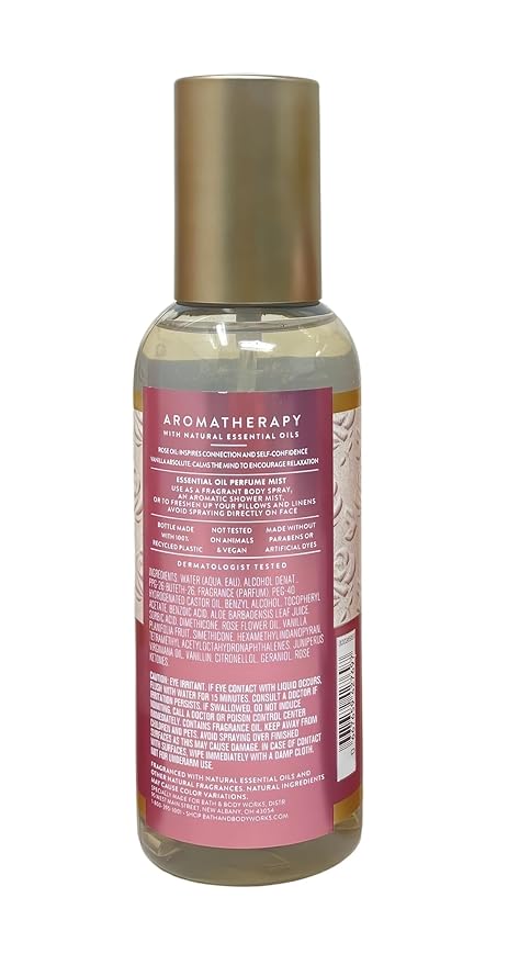 Bath &amp Body Works Aromatherapy Inspire Love Rose + Vanilla 3 Essential Oil Perfume Mists with a Creamy Rose Bar Soap
