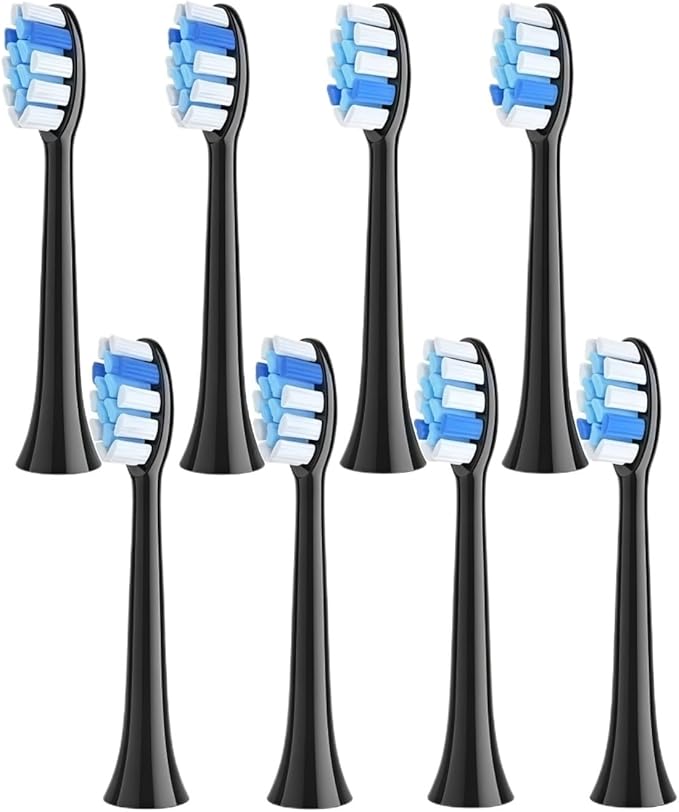 Electric Toothbrush Heads Compatible with Fairywill P11 Electric Toothbrush Replacement Brush Heads(Black 8PCS)