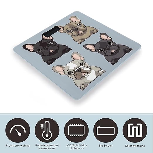 French Bulldog Scale for Body Weight Smart Scales Digital Bathroom Scale High Precision Weighing Scales with Large Display Weighing Machine for People