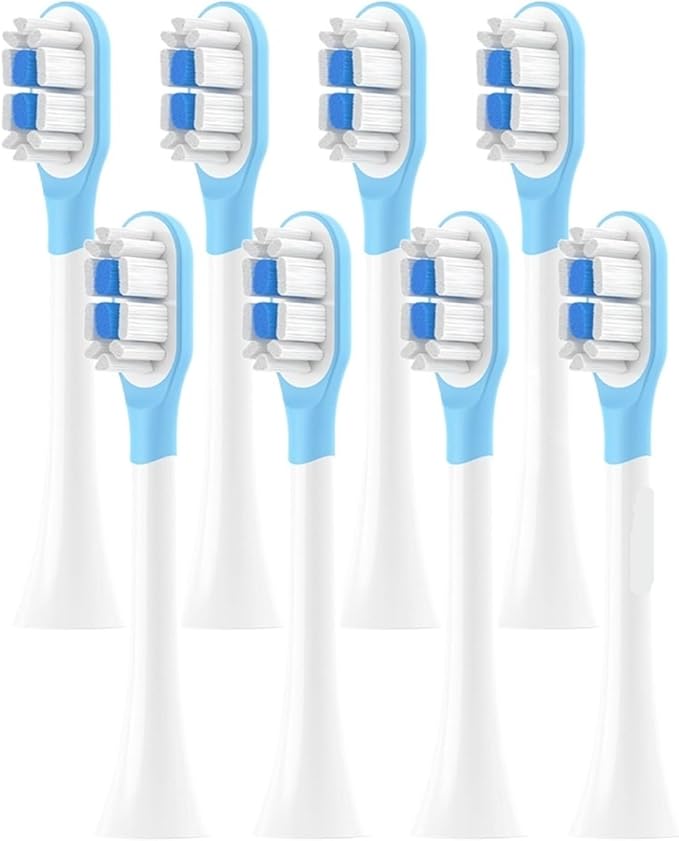 8Pcs Replacement Toothbrush Heads Compatible for T301 T302 T501 with Soft Bristles(8 BJ White)