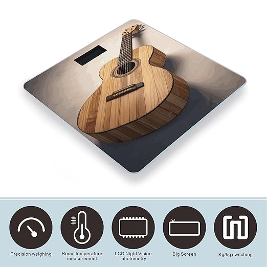 Guitar Wooden Bathroom ScaleHighly Accurate Digital Weighing Machine for People Bright LED Display Weight Scale for The Aldult Home Use