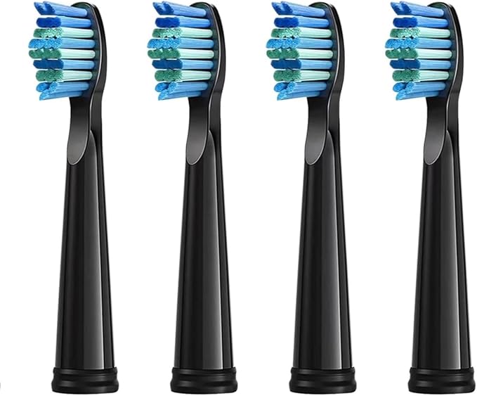 Electric Toothbrush Replacement Heads Compatible WithCompatible for SEAGO SG910/507/958/515/949/575/5514/8/16pcs(8pcs Black)
