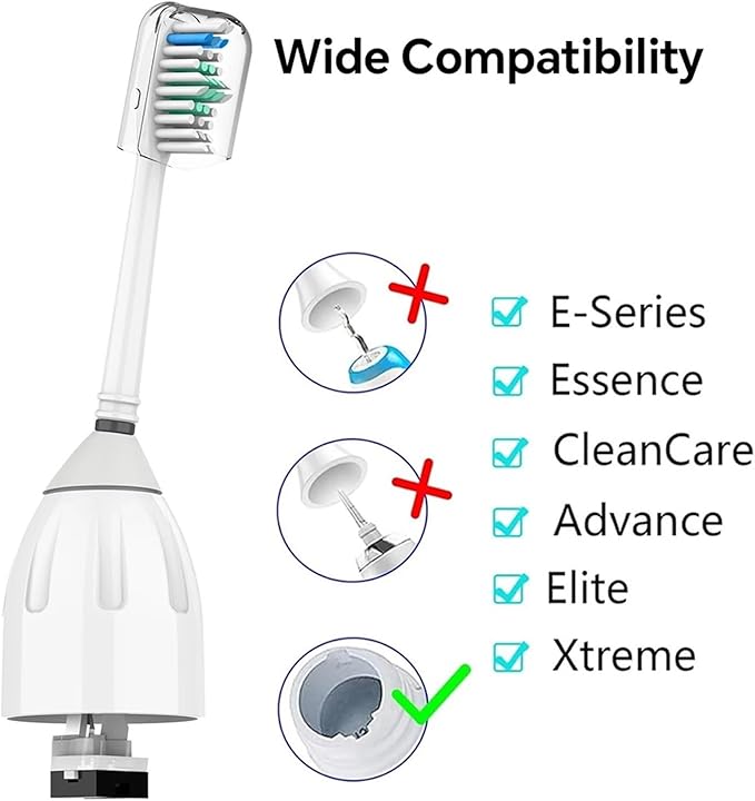 Compatible with Sonicare Screw-on E Series Electric Brush Head Xtreme Replacement Toothbrush Heads(8 Pcs)