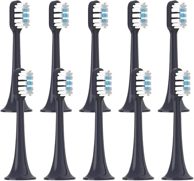 Replaceable Brush Heads Compatible for XIAOMI MIJIA T301 T302 Soft Dupont Clean Bristle WhiteBlue Dark Blue Sonic Nozzles(10 Blue)