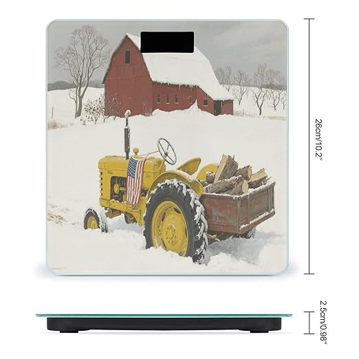 Tractor Flag Weight Scale Large Digital Bathroom Scales with Bright LED Display Non Slip Digital Scale and Step On Fashion Weighing Machine for Body