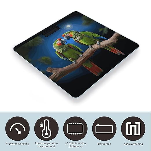 Parrots Weight Scale Digital Electronic Scales Bathroom Scale Larg LCD Backlight Display High Precisio MeasurementsTempered Glass