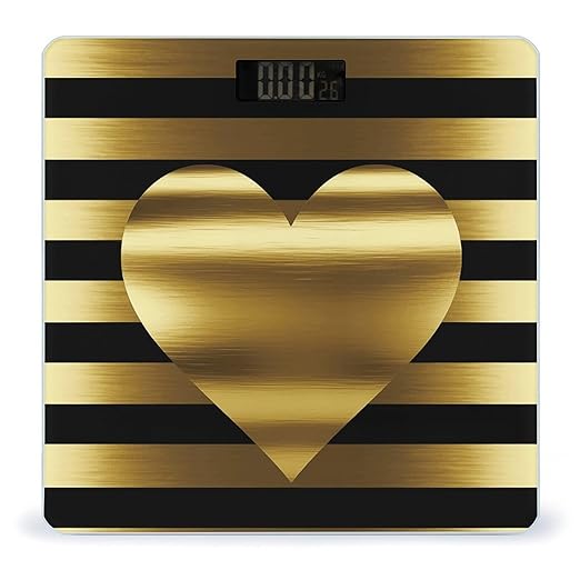 Gold Heart Stripe Scale for Body Weight Accurate Digital Bathroom Scale Toughened Glass High Precision Scales Smart Weight Scales with Large LCD Backlight Display Weighing Machine