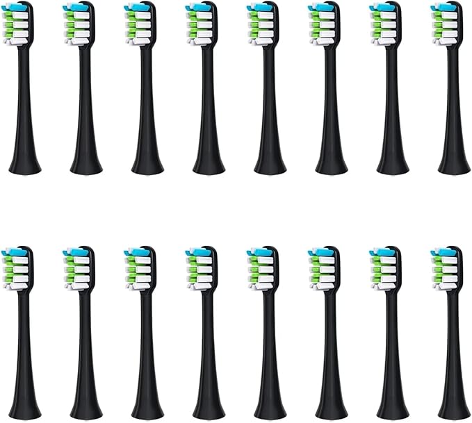 Replacement Toothbrush Heads Compatible for SOUNESS SN903/SN901/SN801 Electric Nozzle8-16(16black Whitening)