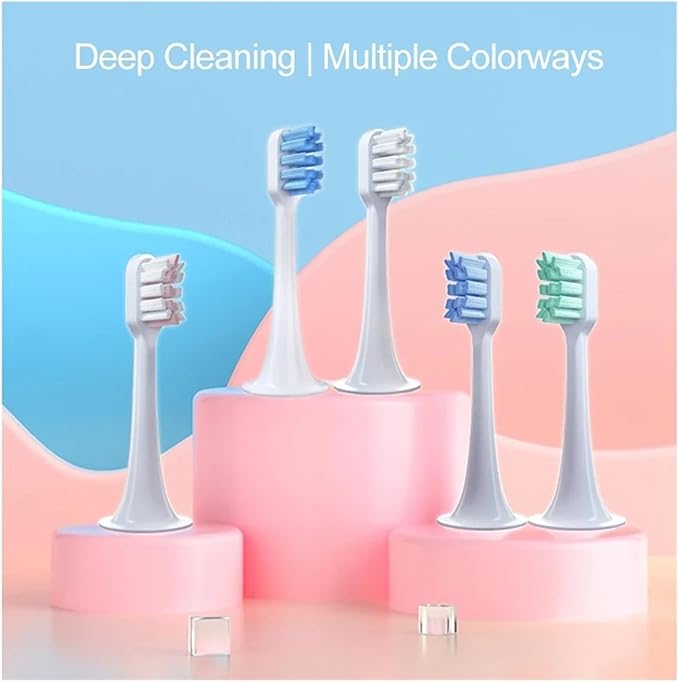 5 PCS Replacement Toothbrush Heads Compatible for T300 T500 Sonic Electric Teeth Brush Soft Teethbrush Nozzles(10 Green)