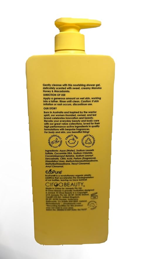 MANUKA HONEY &amp MACADAMIA SHOWER GEL SOOTHE &amp HYDRATE 1000ml/33.8fl.oz. (Pack Of 1)