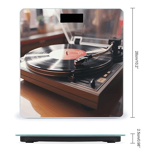Record Player Scale for Body Weight Sturdy Tempered Glass Weighing Scales with LCD Display Accurate Digital Bathroom Scale Convenient Body Fat Smart Scales 400lb