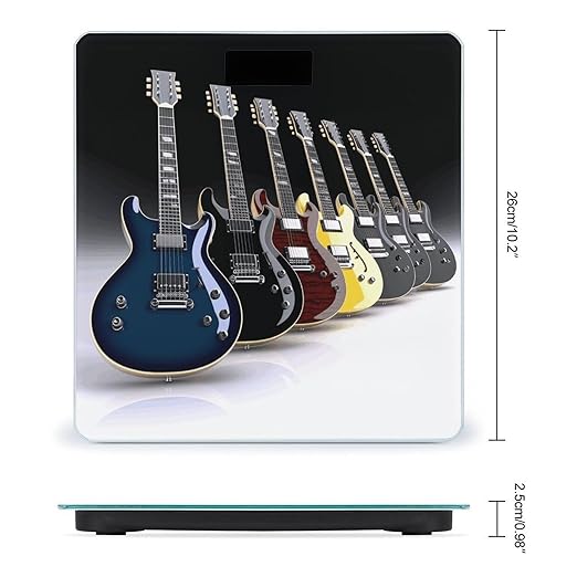 Electric Guitar Bathroom Scale for Body Weight 400 Lb Weight Scale with High Precision Sensors Tempered Glass Highly Accurate Digital Weighing Machine for People