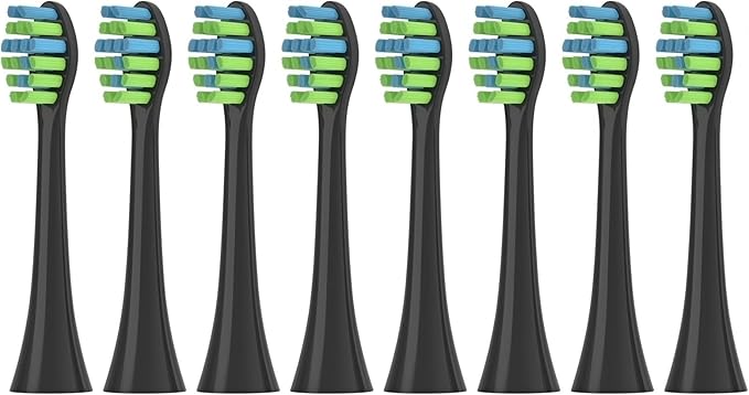 Replacement Brush Heads Compatible with 7AM2M AM101/AM105 Sonic Electric Toothbrush Vacuum Soft Bristle Nozzles(8pcs Black)