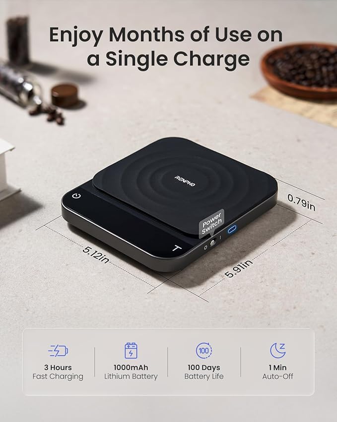 RENPHO Coffee Scale with Timer and RENPHO Smart Scale for Body Weight with 7-in-1 Large Display