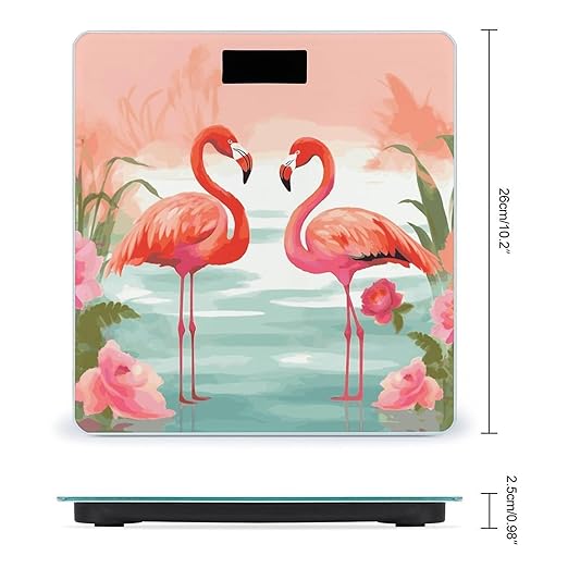 Two Red Flamingos Bathroom Scale for Body Weight 400 Lb Weight Scale with High Precision Sensors Tempered Glass Highly Accurate Digital Weighing Machine for People