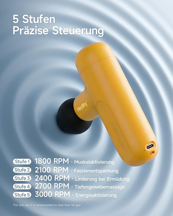 Super Mini Massage Gun Deep Tissue Handheld Muscle Massager with 4 Heads Percussion Travel Size Massager Gun for Men &amp Women Back Pain Relief Quiet for Home Gym Office Yellow