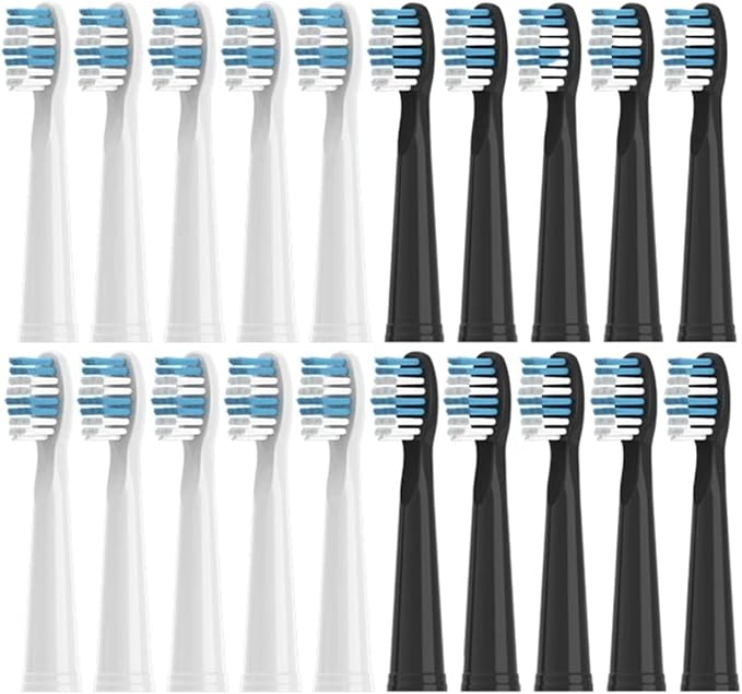 Replacement Brush HeadsCompatible for Seago Electric Toothbrushes E1-9/SG2303/SG575 Vacuum Packing(10white10black)