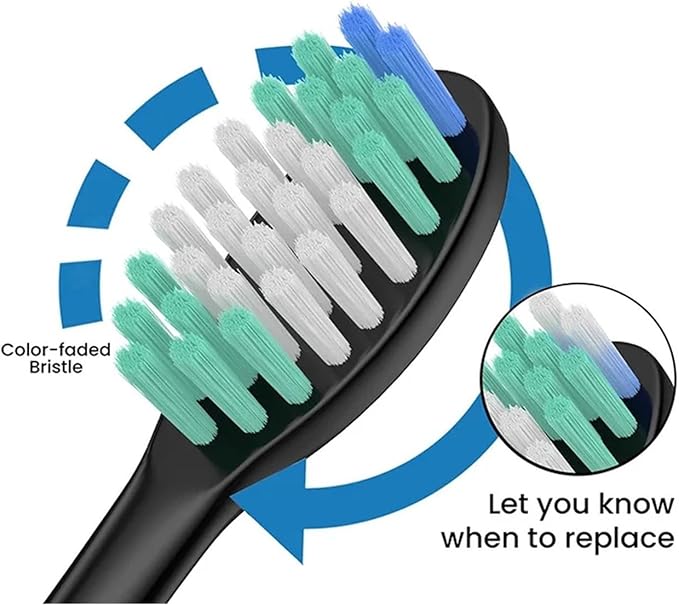 10 Pieces Large Brush Head Crescent-Shaped Bristles Compatible for Aquasonic Series Electric Toothbrush Soft Bristle Deep(Black)