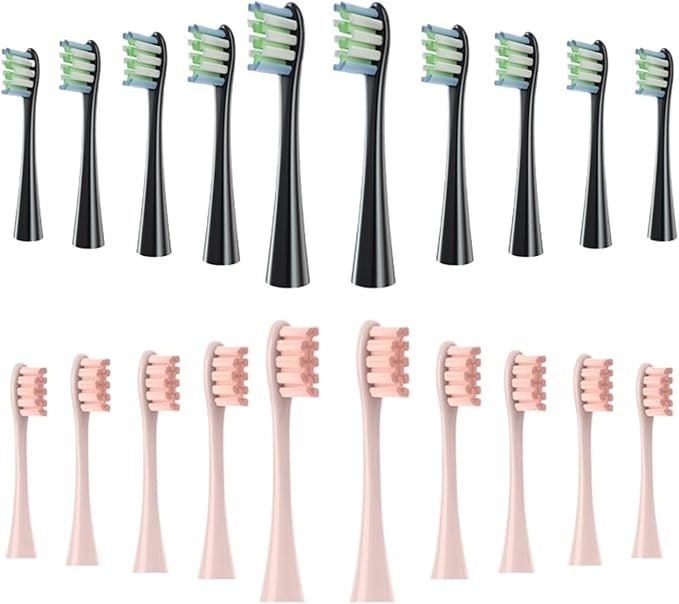 Brush Head ReplacementCompatible for Electric Toothbrush Soft Bristle X/X PRO/ Z1 Brushes Replaceable Fit(10 Black 10 Pink)