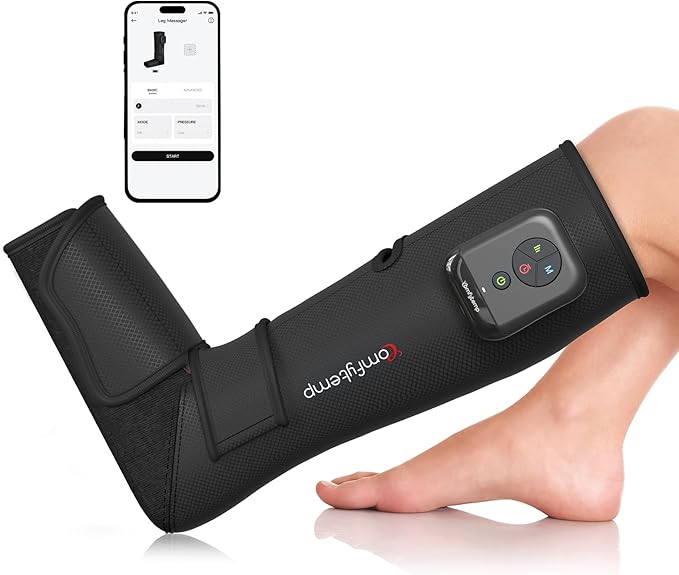 Comfytemp Air Compression Therapy Device K1011 Cordless Leg Massager for Circulation and Pain Relief Portable Foot and Calf Massage Boot Ideal for Dad Men Mom Women Seniors (1 Pack)