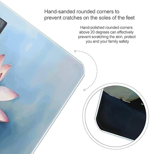 Lotus Flower PaintingScale for Body Weight with LCD High Precision Weighing Scales Fashion Sturdy Tempered Glass Weight Scales Easy-to-Read Digital Bathroom Scale for Daily 400lb