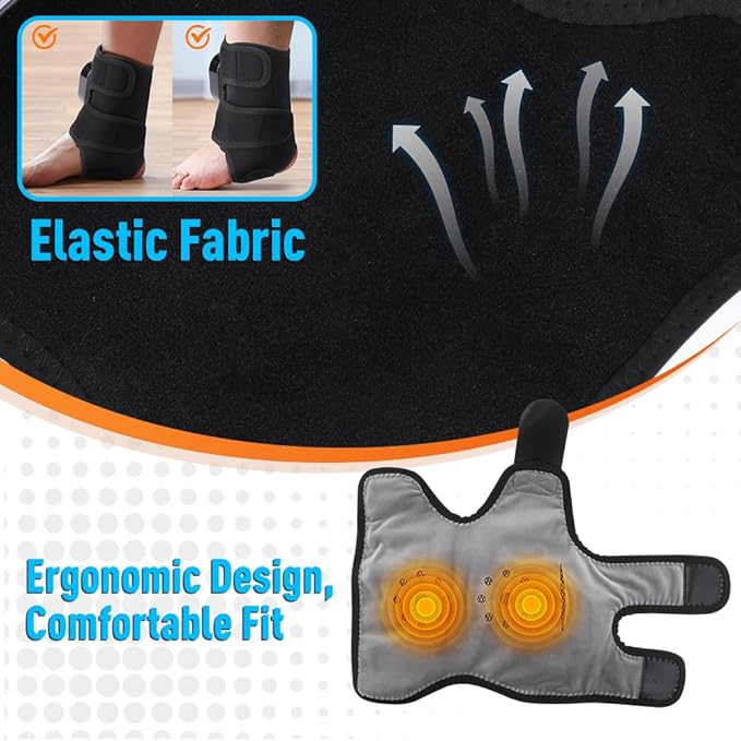 Wearable Ankle Massager with Heat &amp Vibration Cordless Heated Ankle Wrap for Ankle and Foot Comfort Adjustable Heat Levels Rechargeable Single Black