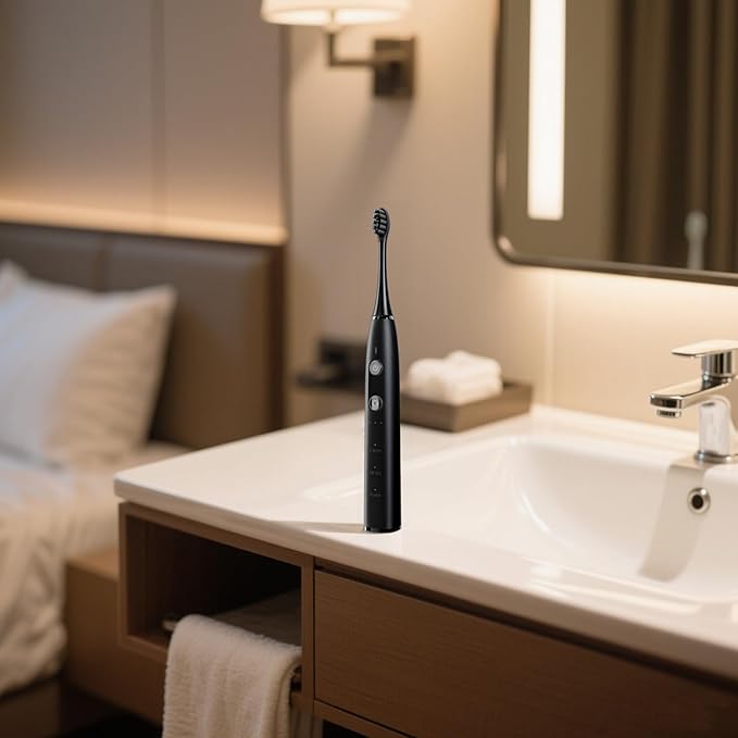 Electric Toothbrush for Adults 9 Modes Rechargeable Waterproof Stylish Black Wireless Charging