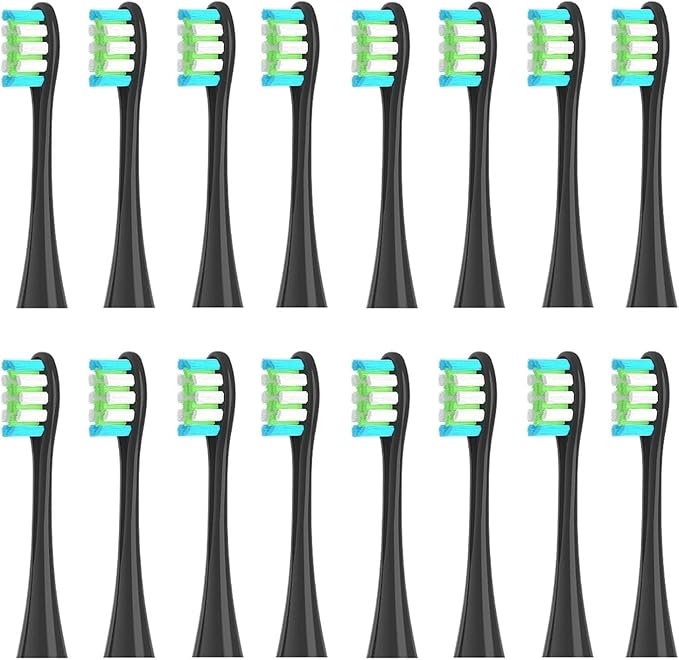 16pcs Replacement Brush Compatible for Oclean Sonic X/Pro/ Z1/ SE F1 One PW01/03/05/07/09 P5 Electric Toothbrush(16 Black)