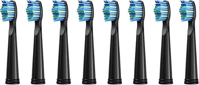 Replacement Electric Toothbrush Heads Compatible with Fairywill FW-507/508/551/515/917/959/2011/D1/D3/D7/D8(8black)
