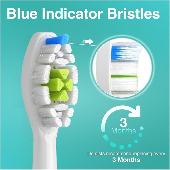 4/8pcs Replacement Toothbrush Heads Compatible for Philips Sonicare Soft Electric Brush Head 4100 6500 6100 7500 5(2White 2Black)