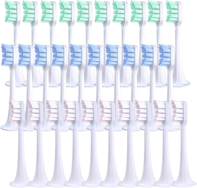 Brush HeadsCompatibility for Xiaomi Mijia T300/T500 10Pcs Replacement Electric Toothbrush Nozzles Clean Protect Soft Dupont Bristle(10pcsBlue-L)