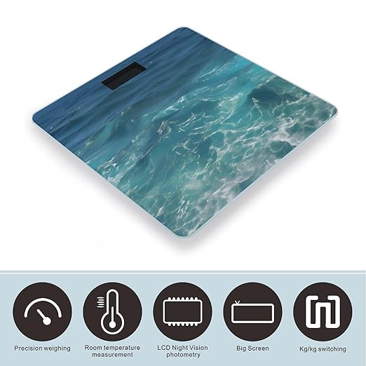 The Deep Blue Sea Weight Scale Digital Electronic Scales Bathroom Scale Larg LCD Backlight Display High Precisio MeasurementsTempered Glass