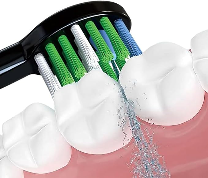 Replacement Flossing Toothbrush Heads Compatible with WaterPik Sonic Fusion/2.0 Brush and Flosser Combo… SF-01 / SF-02 / SF-03 / SF-04 with Crystal Cap - 5 Count (Compact Size Black)