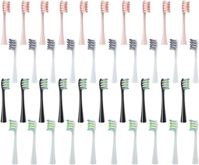 Replacement Brush Head for Oclean Electric Toothbrush Soft Bristle X/X PRO/ Z1 Brushes Replaceable fit for O-Clean Sonic(10 Grey 10 Pink)