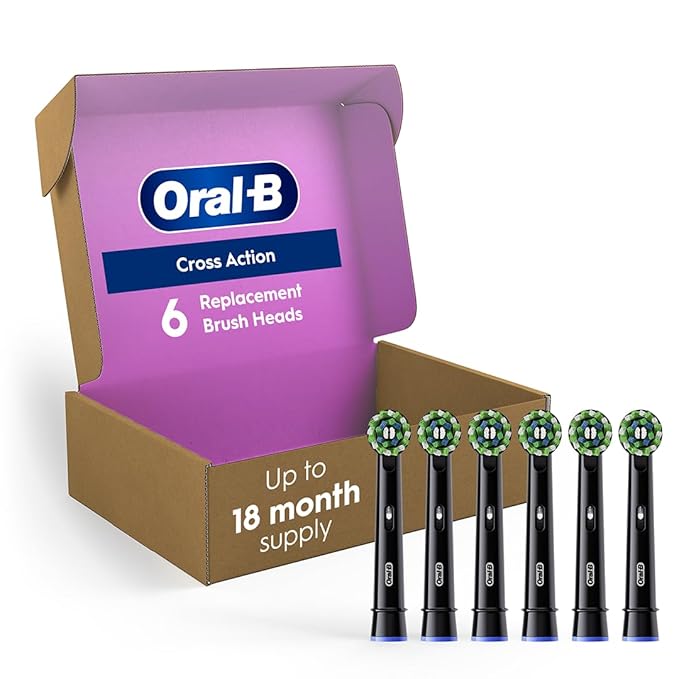 Oral-B Cross Action Replacement Brush Heads for an Oral-B Electric Toothbrush Pack of 6 Black