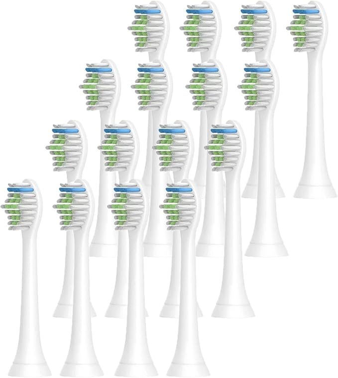 8-16pcs Toothbrush Heads Compatible for Philips Electric Replacement Brush(16pcs White)
