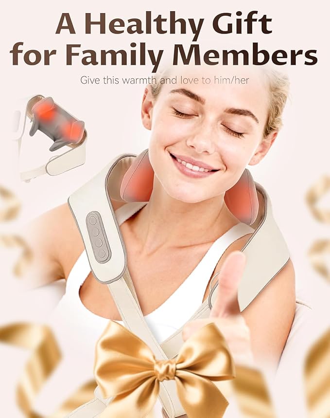 Neck Massager with HeatTherapexa Neck &amp Shoulder Massager6D Shiatsu Back Massager for Pain Relief Deep TissueMassager for Leg Muscle Soreness(Khaki)